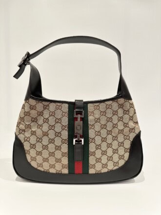 Gucci Vintage Jackie GG Canvas Shoulder Bag Brown