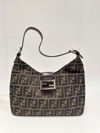 Fendi Vintage FF Canvas Shoulder Bag Brown