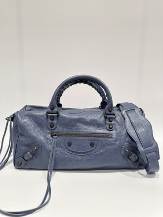 Balenciaga Blue City Leather Shoulder Bag