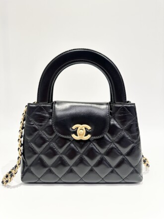 Chanel Black Kelly Mini Shiny Aged Calfskin Handbag
