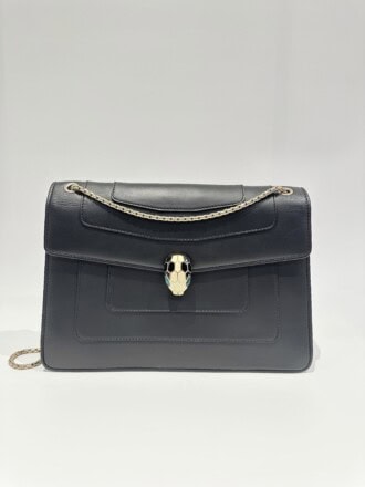 Bvlgari Black Serpenti Leather Handbag