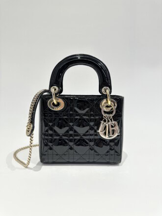 Dior Black Lady Dior Mini Patent Leather Crossbody Bag