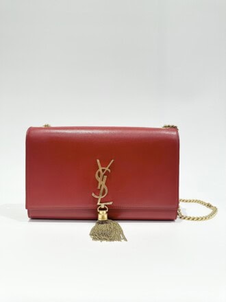 Saint Laurent Red Pompom Kate Leather Handbag