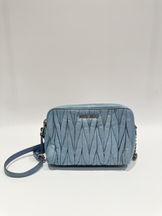 Miu Miu Light Blue Nappa Matelassé Leather Crossbody Bag