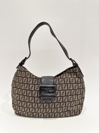 Fendi Vintage Brown FF Canvas Shoulder Bag