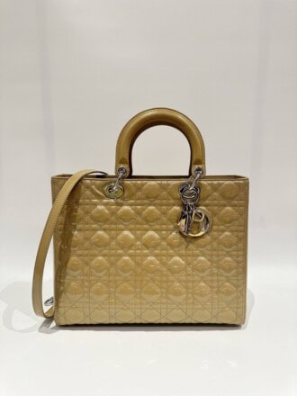 Dior Lady Dior Gold Patent Leather Handbag