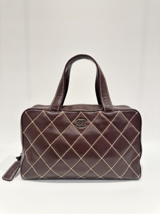Chanel Vintage Brown Wild Stitch Leather Handbag