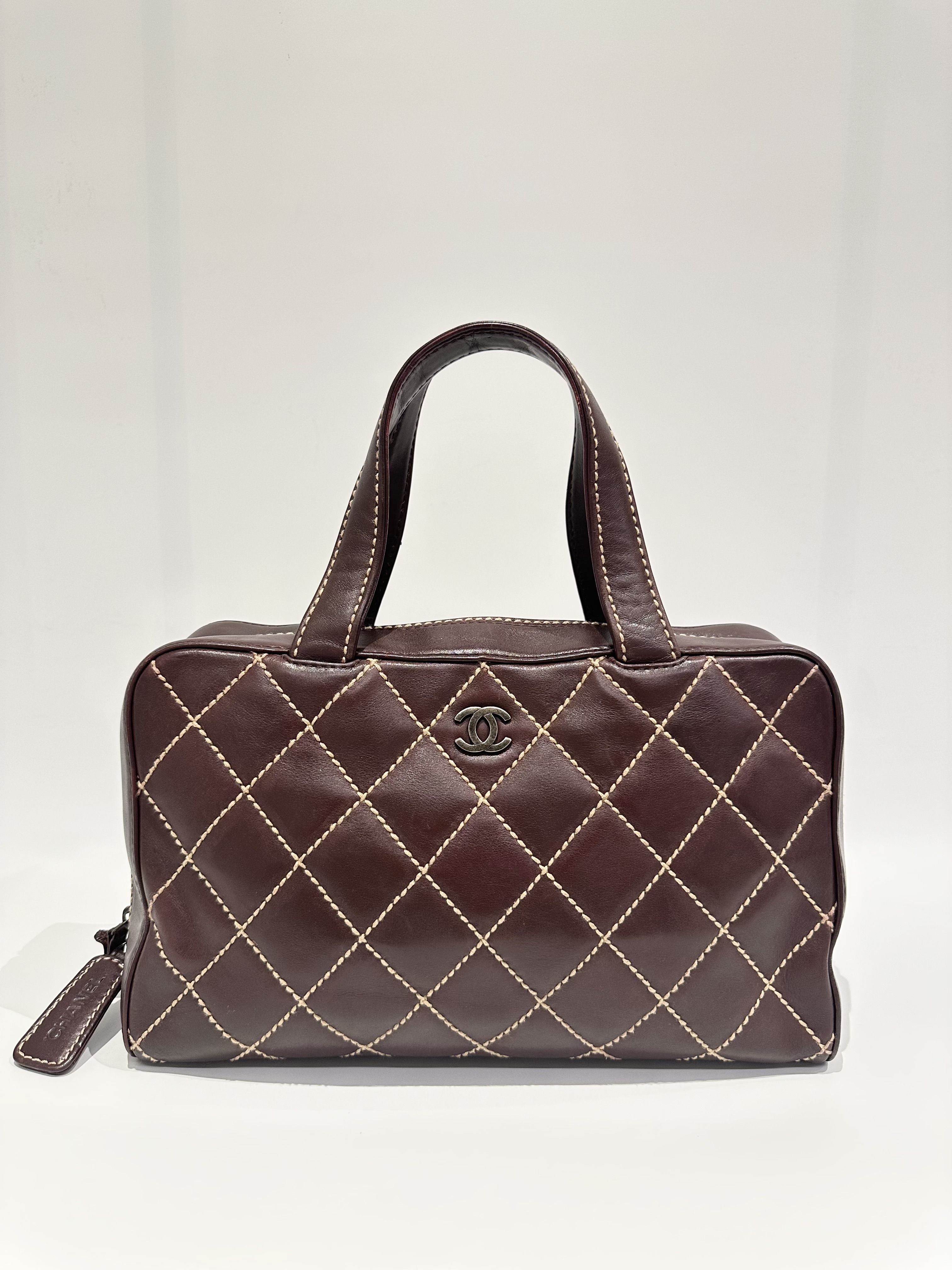 Chanel Vintage Brown Wild Stitch Leather Handbag