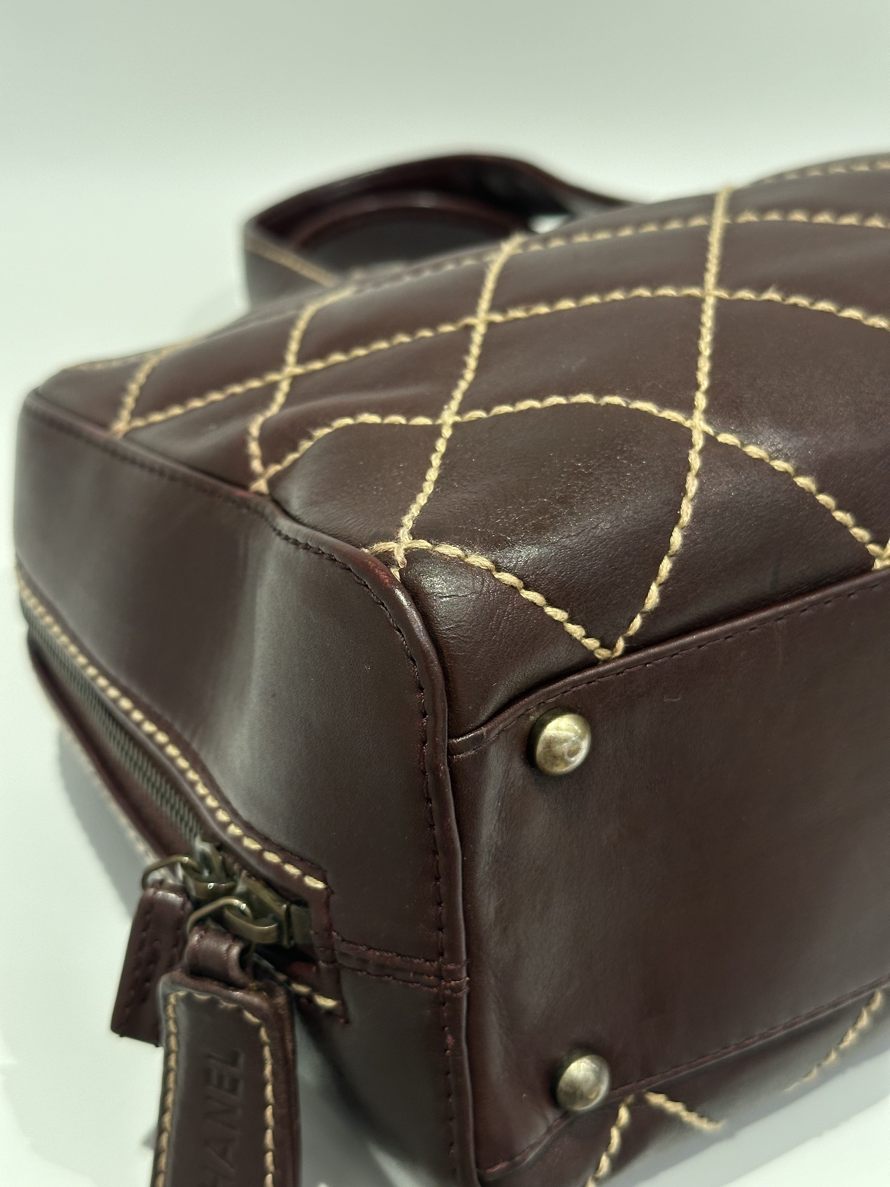 Chanel Vintage Brown Wild Stitch Leather Handbag - Image 7