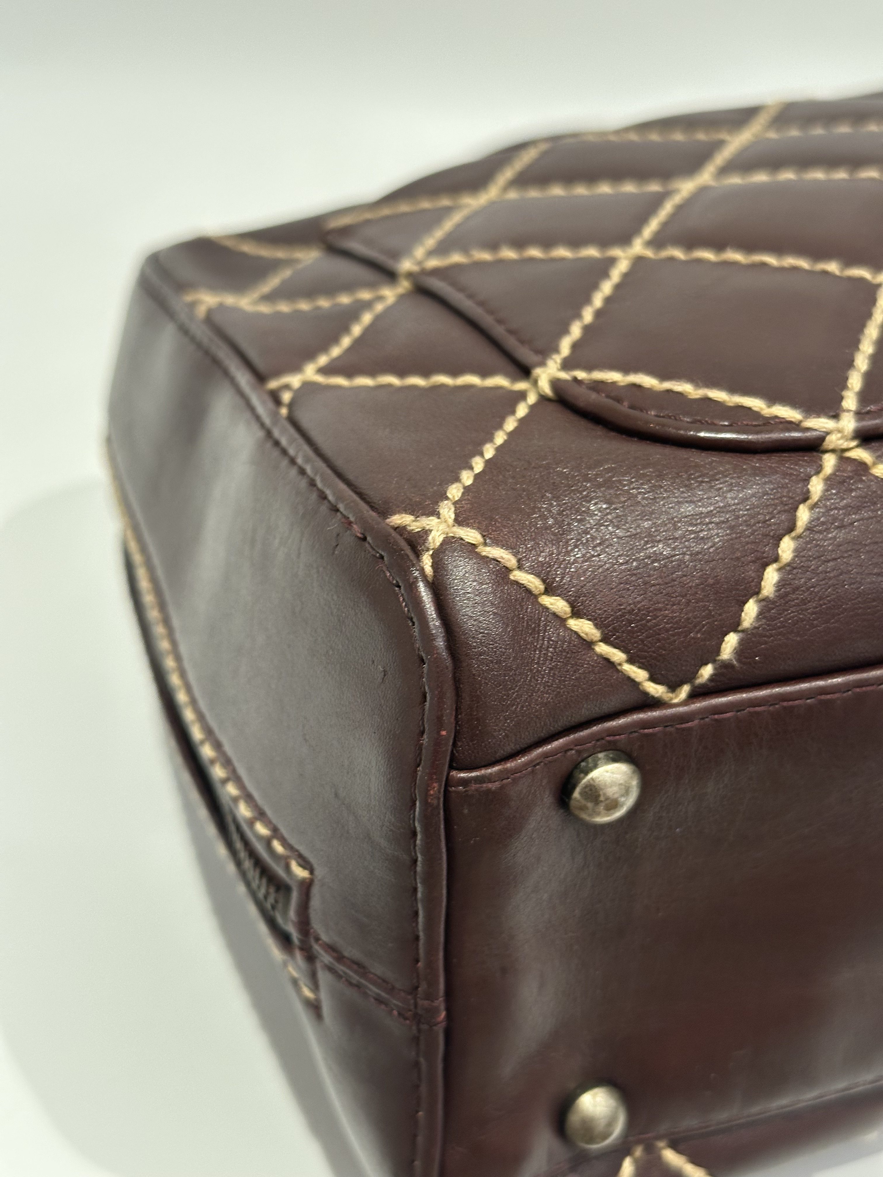 Chanel Vintage Brown Wild Stitch Leather Handbag - Image 9