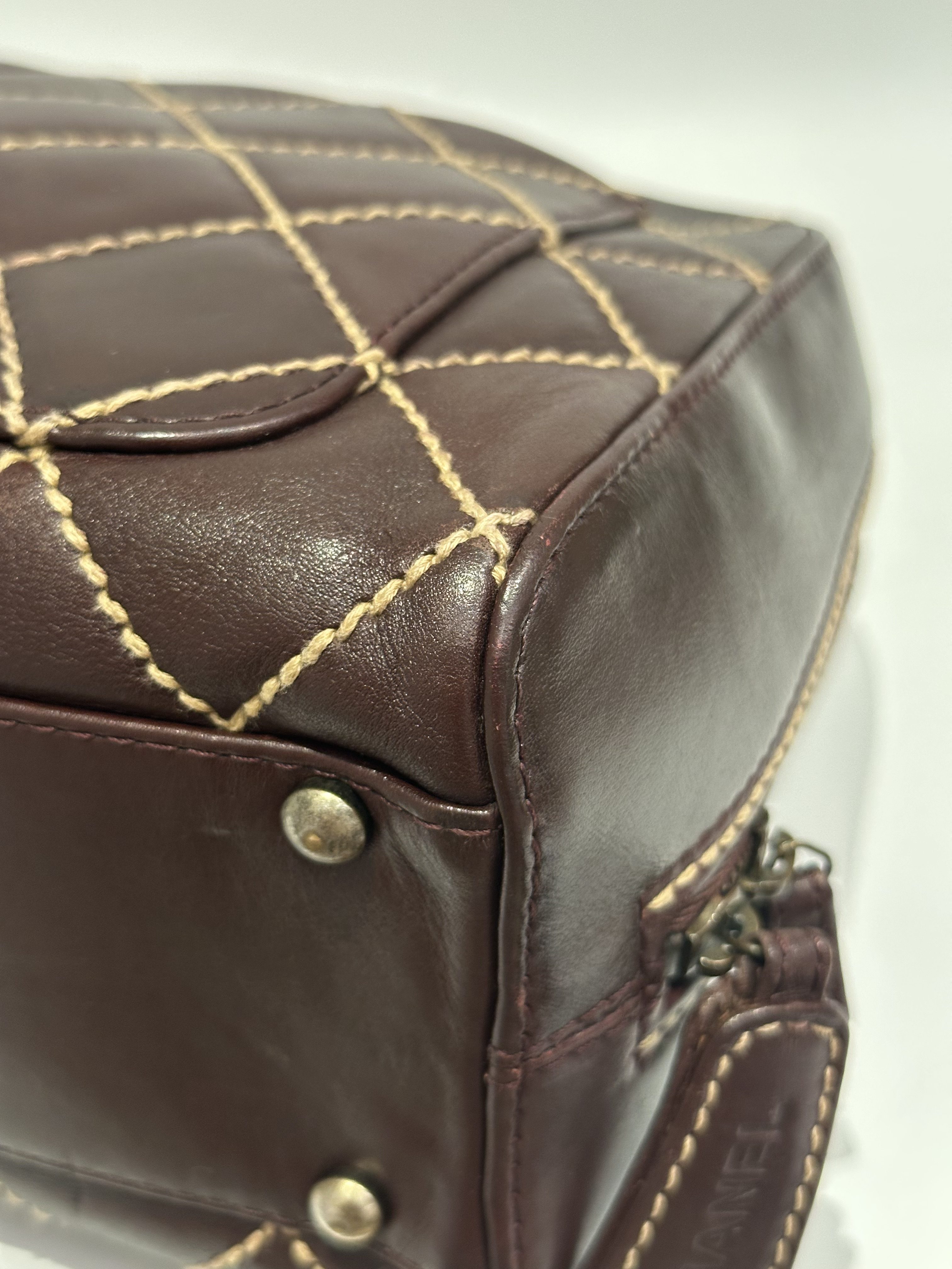 Chanel Vintage Brown Wild Stitch Leather Handbag - Image 10