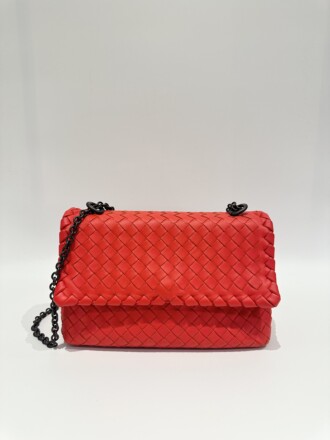 Bottega Veneta Orange Baby Olimpia Intrecciato Leather Shoulder Bag