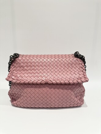 Bottega Veneta Pink Olimpia Intrecciato Leather Shoulder Bag