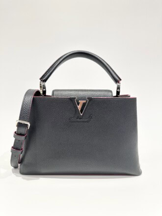 Louis Vuitton Black Pink Capucines MM Leather Handbag