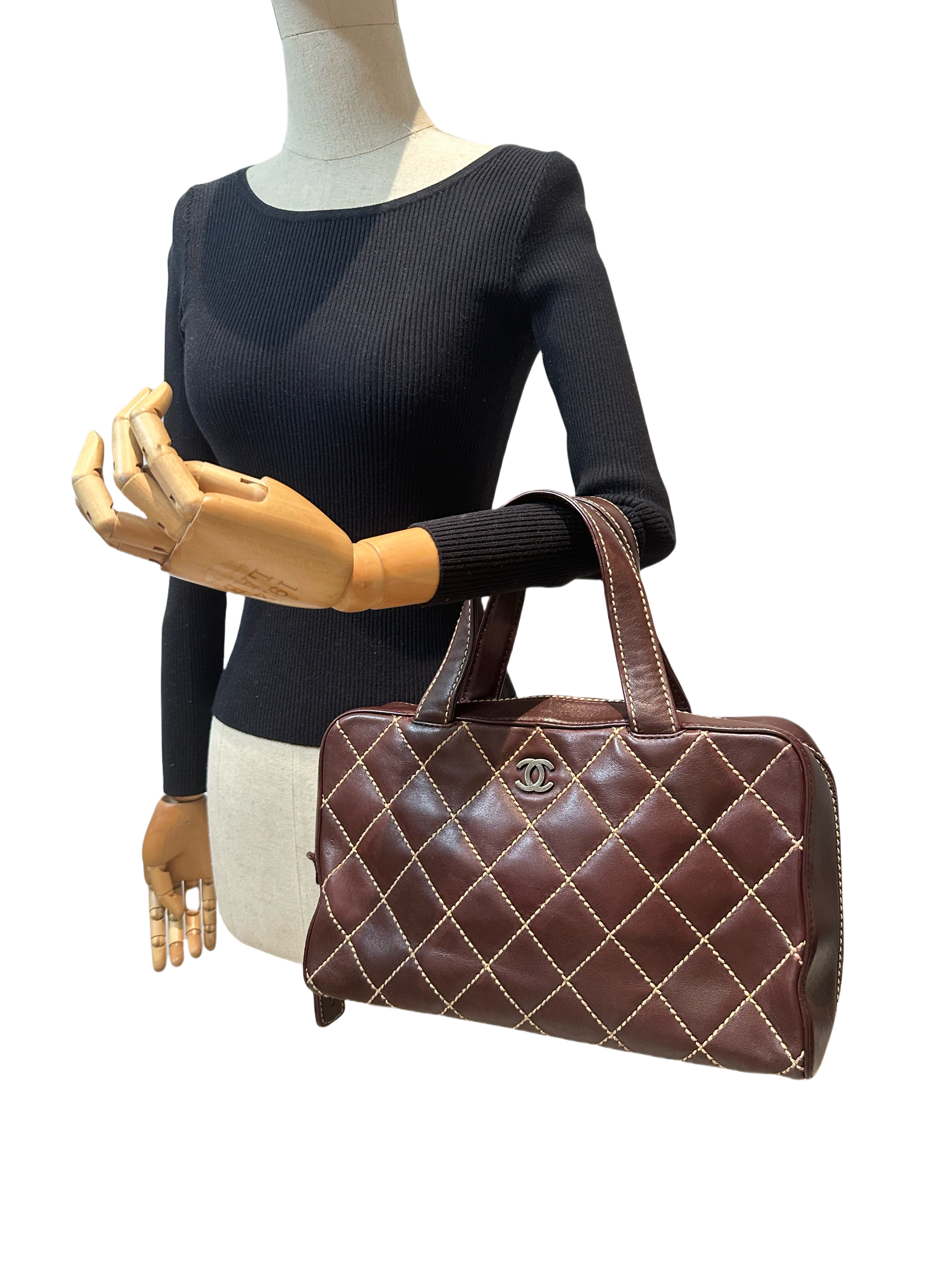 Chanel Vintage Brown Wild Stitch Leather Handbag - Image 13