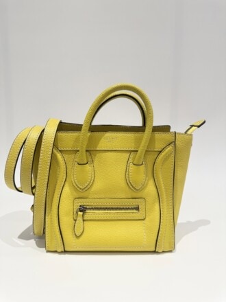 Celine Yellow Nano Luggage Leather Handbag