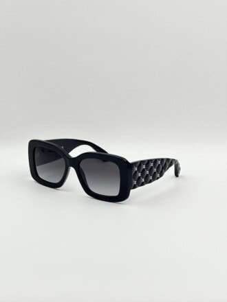 Chanel Rectangle Sunglasses Acetate Black CH5483