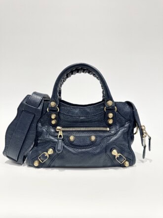 Balenciaga Blue Mini City Leather Handbag