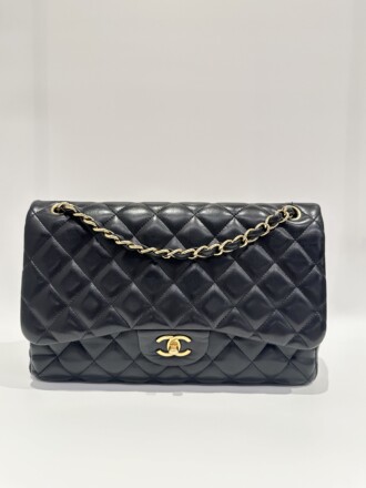 Chanel black jumbo timeless classic double flap handbag