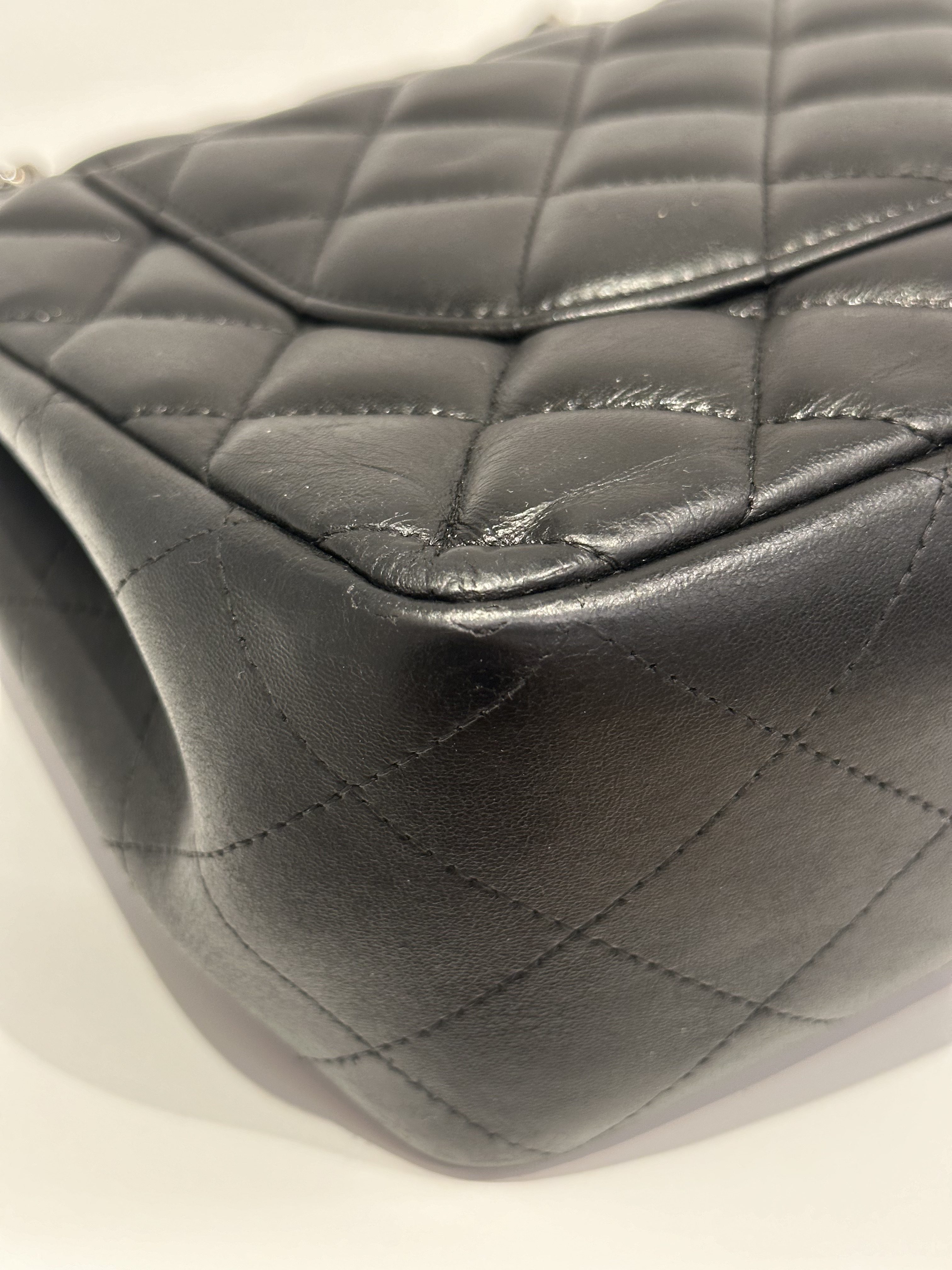 Chanel black silver hardware jumbo timeless classic double flap handbag - Image 9