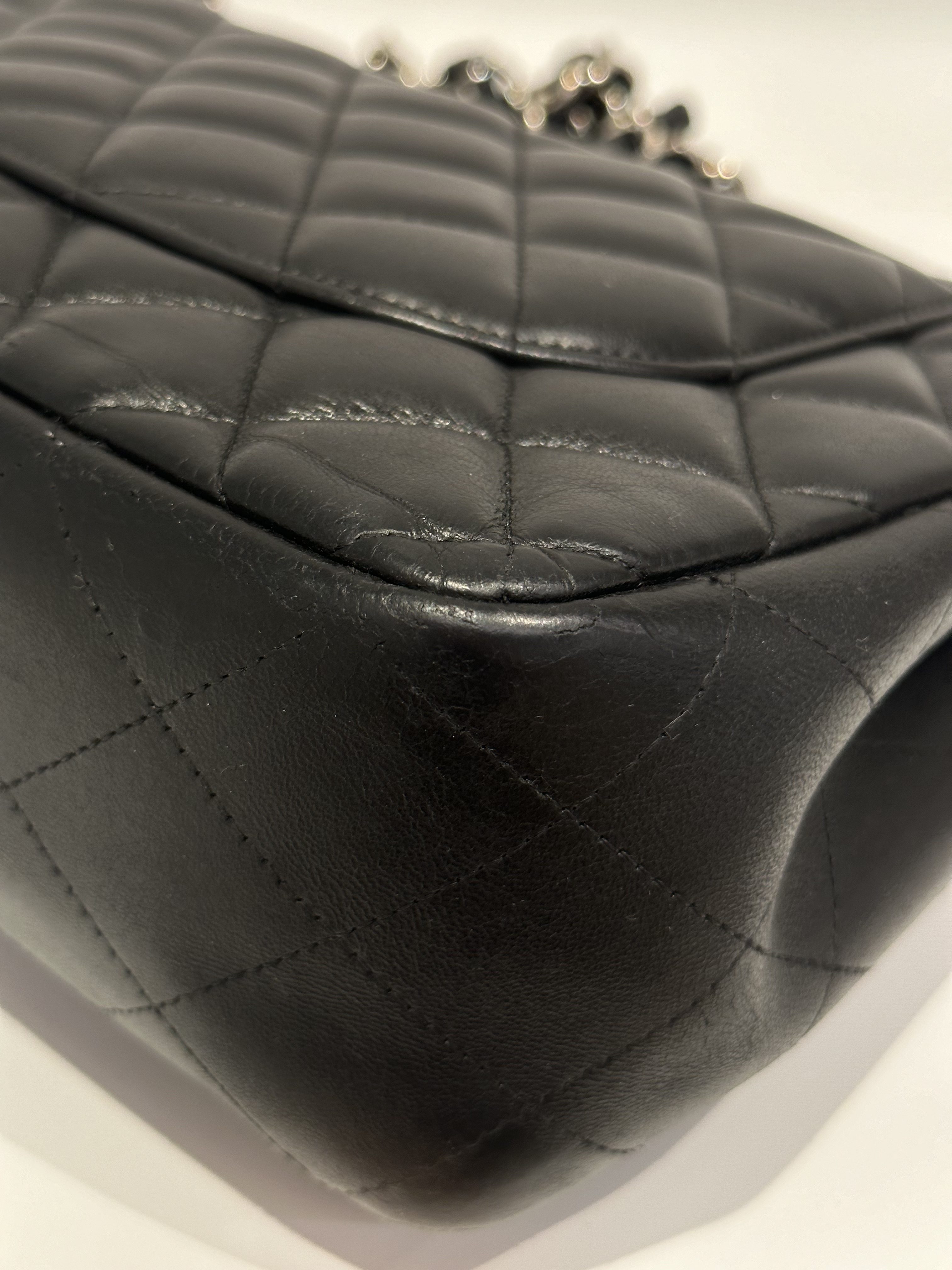 Chanel black silver hardware jumbo timeless classic double flap handbag - Image 10