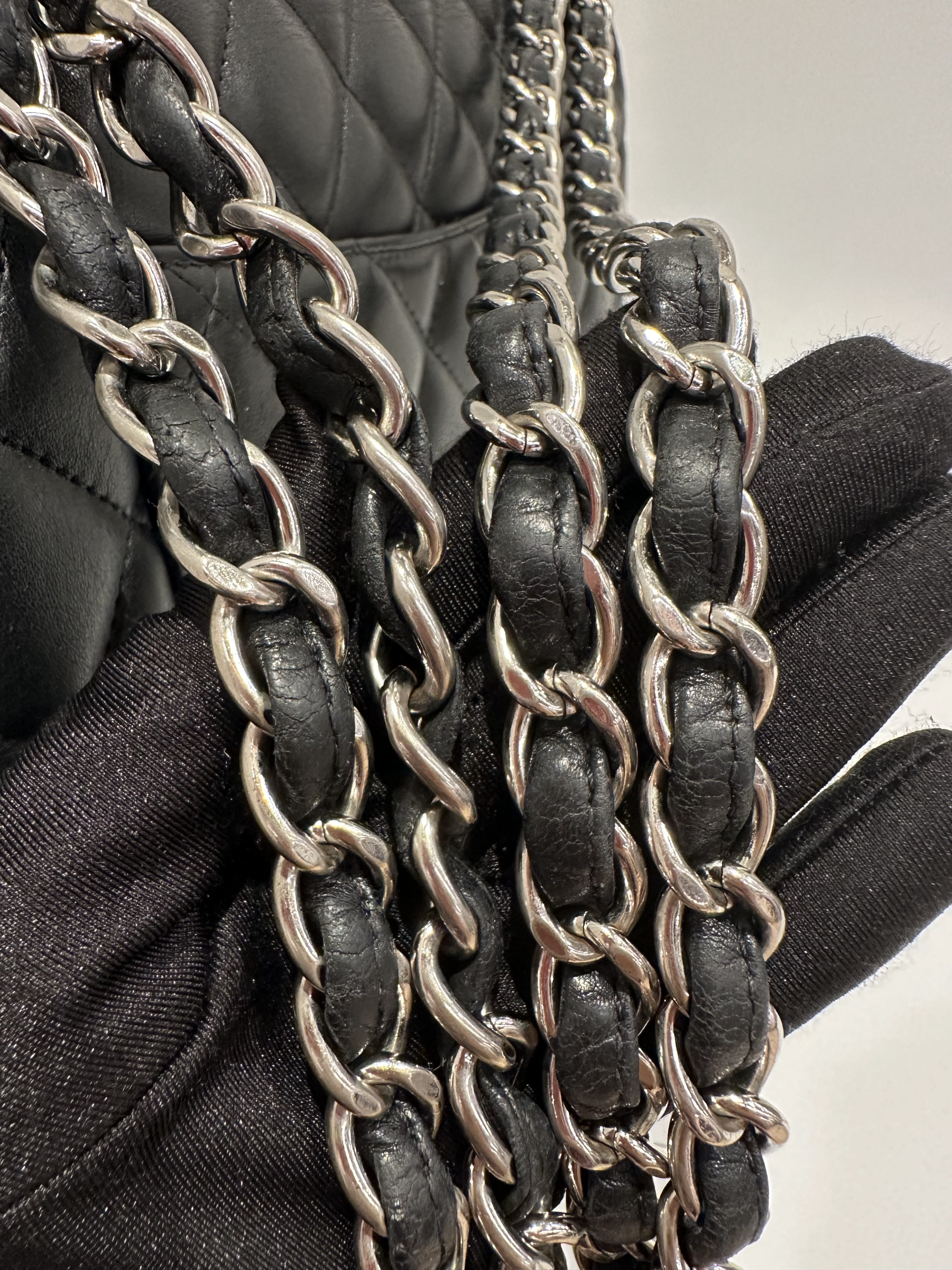 Chanel black silver hardware jumbo timeless classic double flap handbag - Image 13