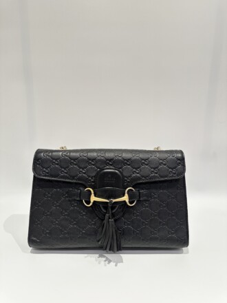 Gucci Black Emily GG Leather Shoulder Bag
