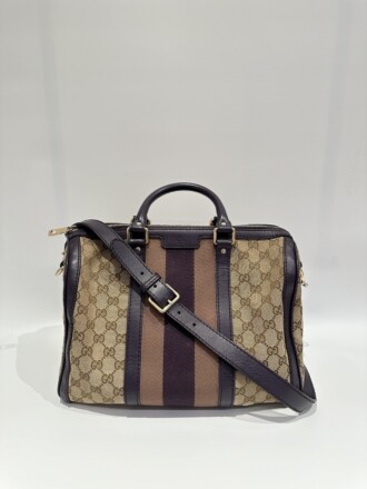 Gucci Purple Brown Boston GG Canvas Handbag