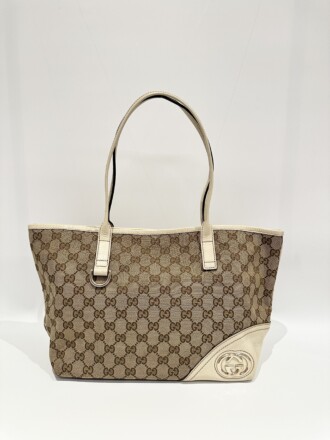 Gucci White GG Canvas Tote Bag