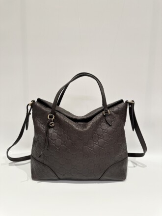 Gucci Brown Bree GG Leather Tote Bag