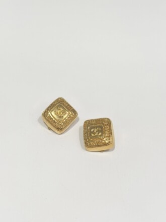 Chanel Vintage Square Cocomark Clip-On Earrings