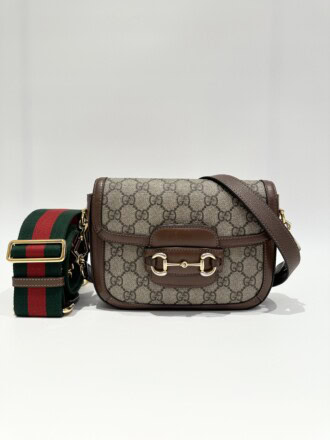 Gucci Brown Small Horsebit 1955 GG Canvas Handbag