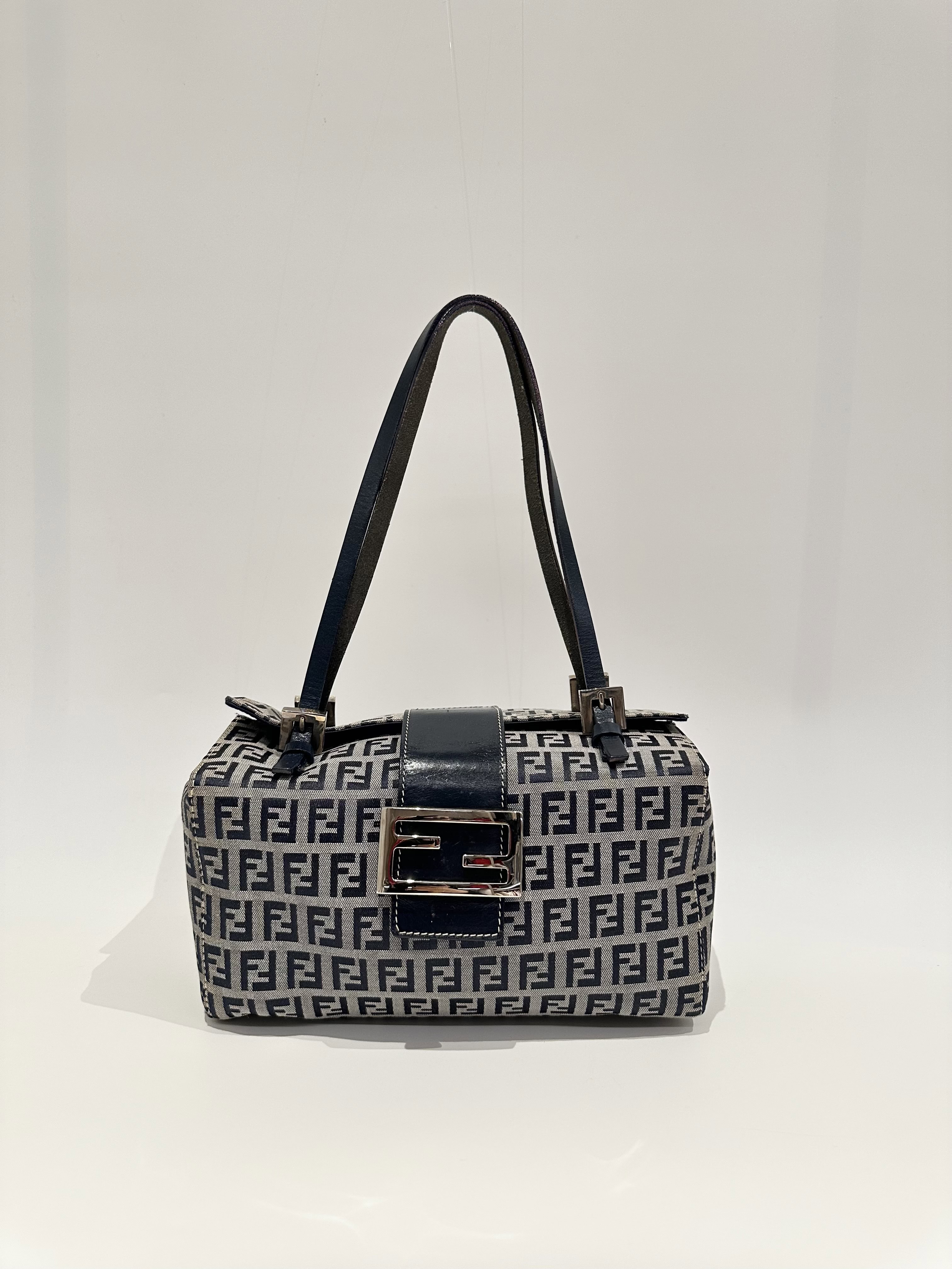 Fendi Blue FF Canvas Handbag