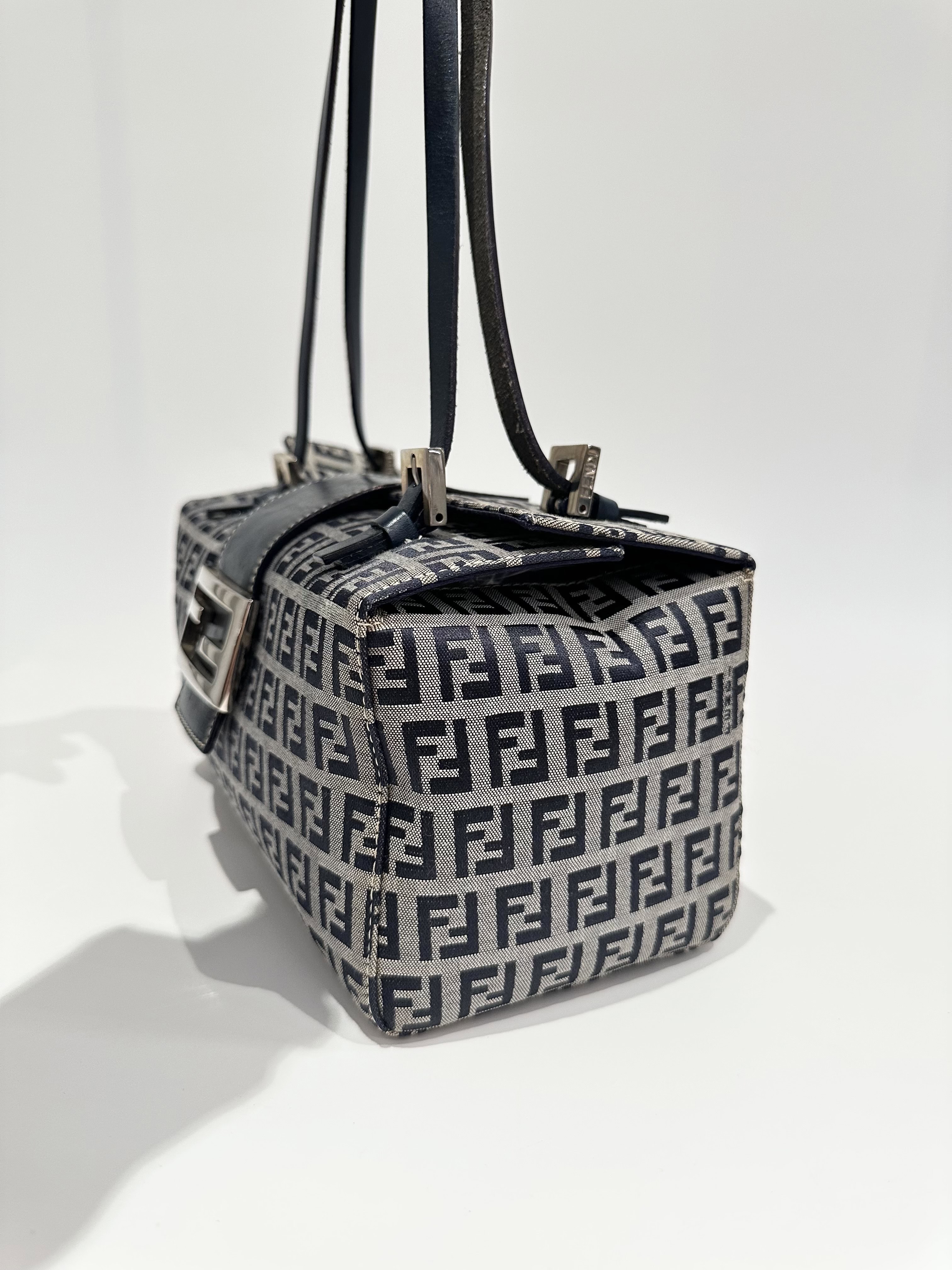 Fendi Blue FF Canvas Handbag - Image 3