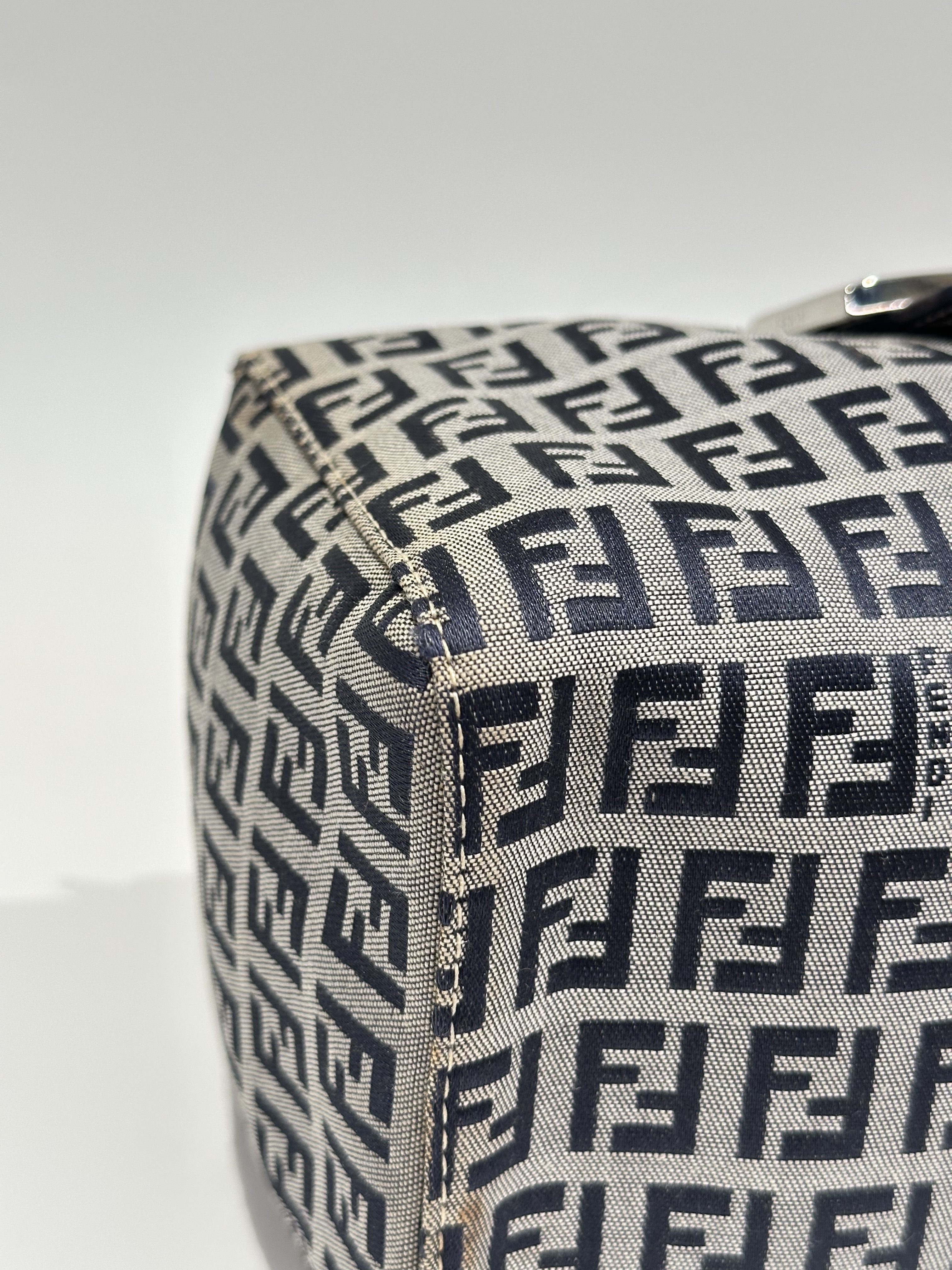 Fendi Blue FF Canvas Handbag - Image 8