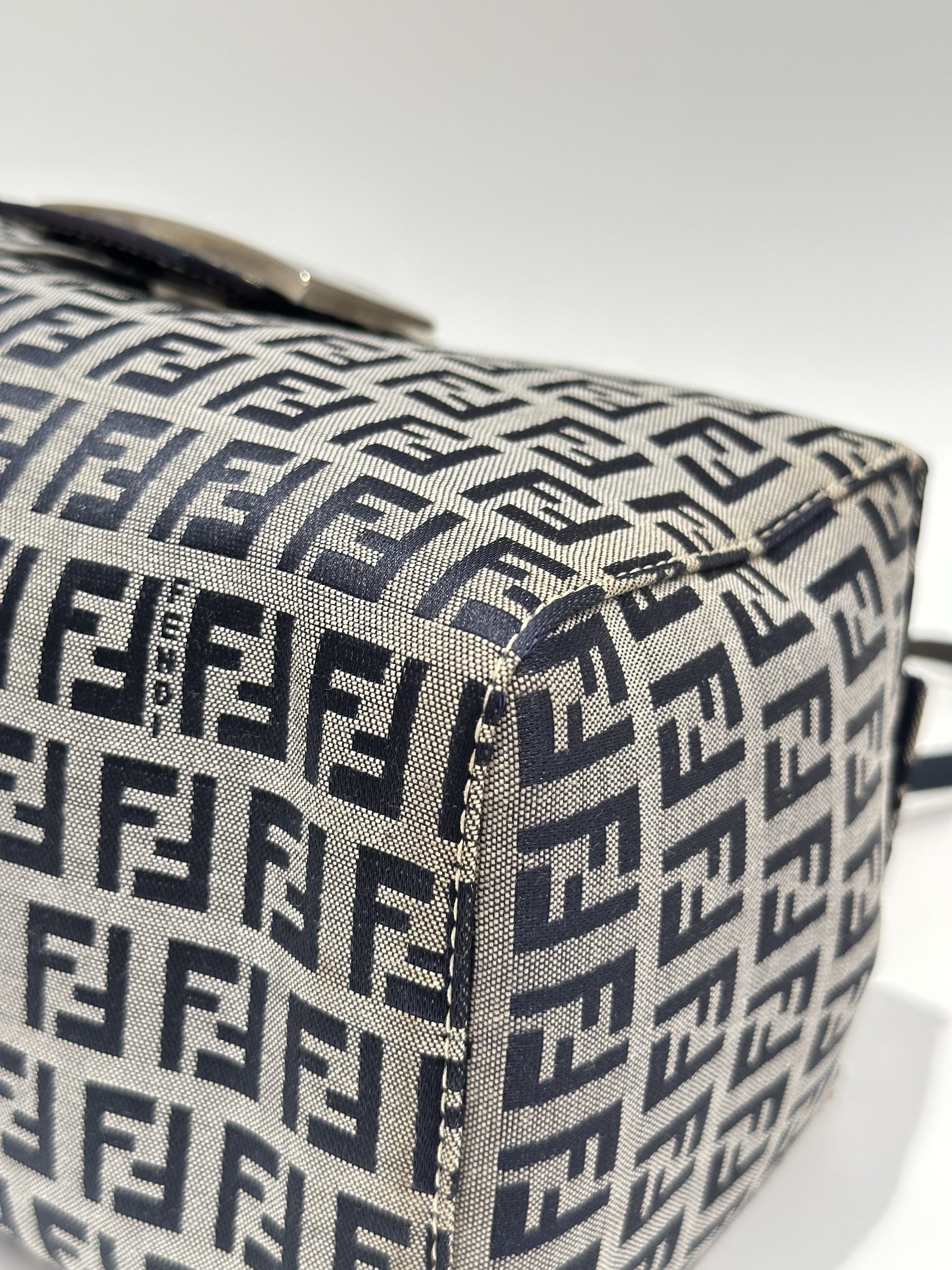 Fendi Blue FF Canvas Handbag - Image 9