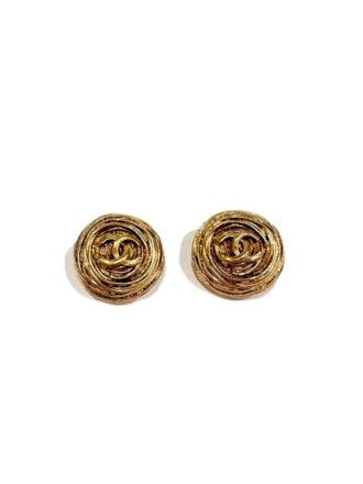 Chanel Vintage CC Logo Round Clip-On Earrings 94A