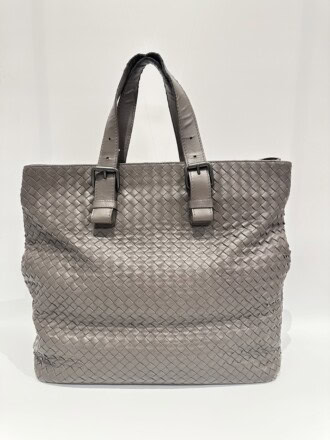 Bottega Veneta Grey Inrecciato Leather Tote Bag