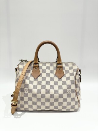 Louis Vuitton White Damier Azur Speedy 25 Canvas Handbag