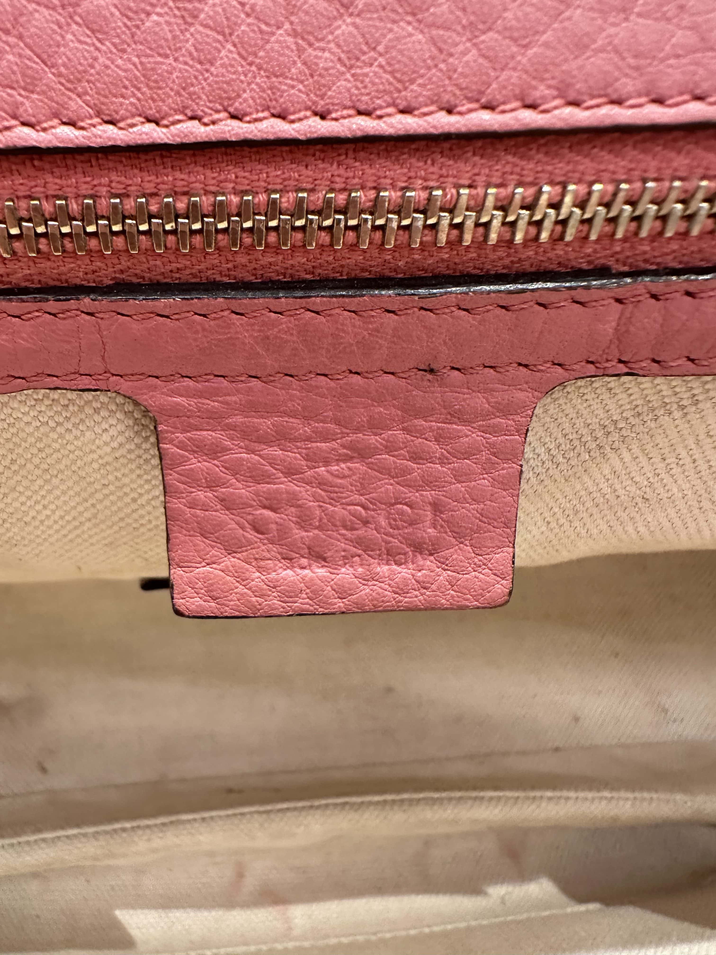 Gucci Pink Convertible Bamboo Top Handle Leather Handbag - Image 15
