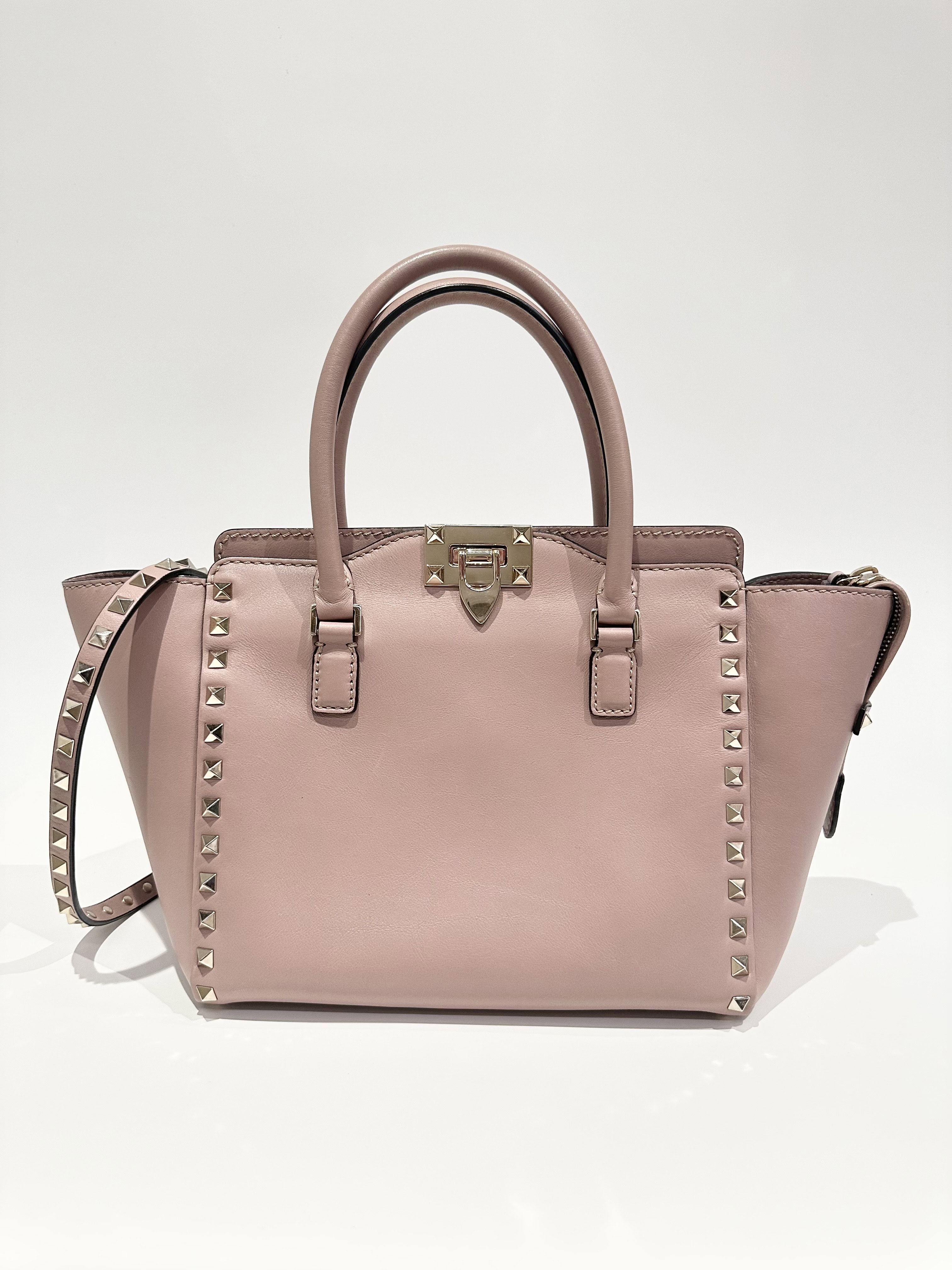 Valentino Pink Rockstud Leather Handbag