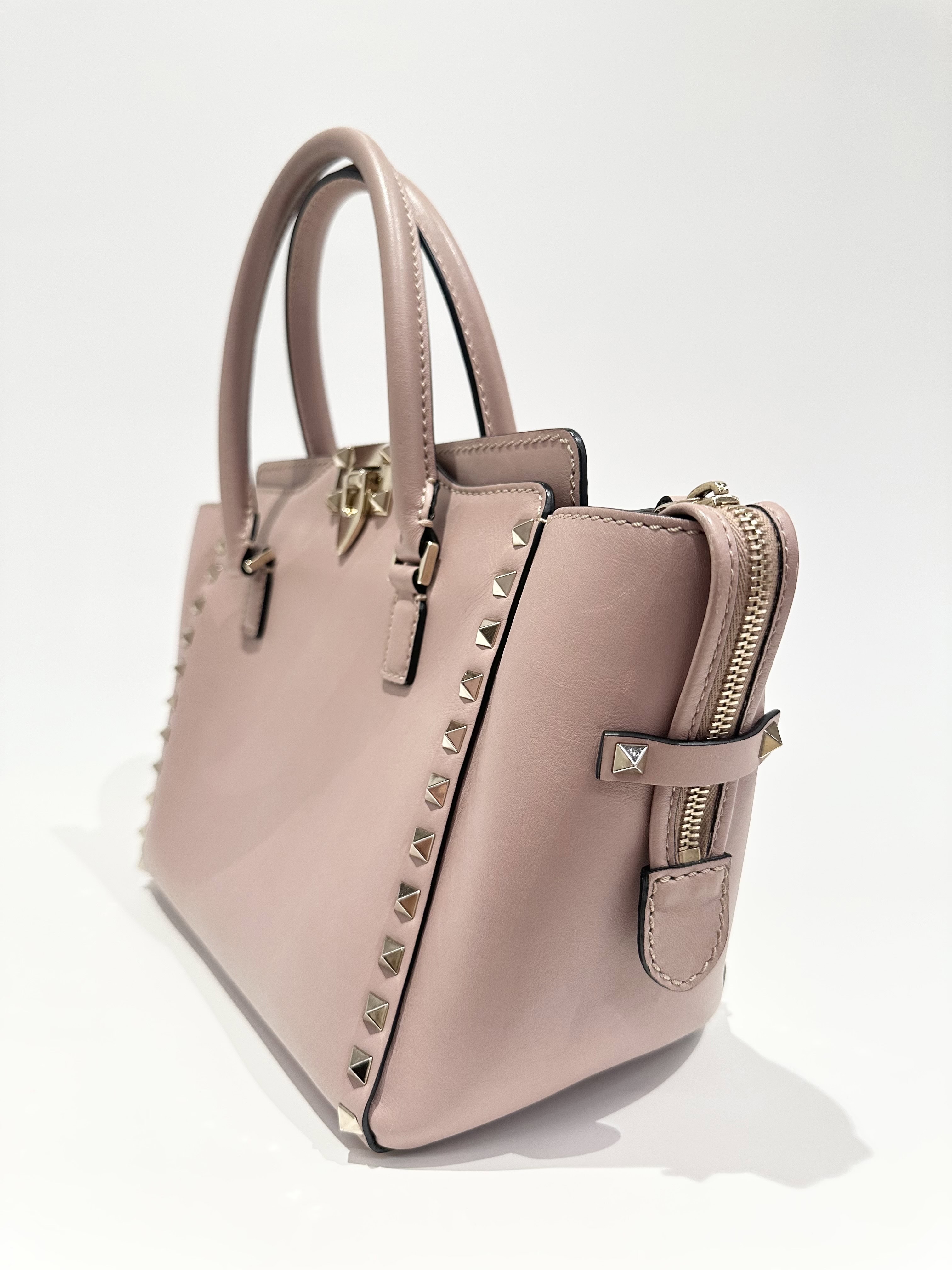Valentino Pink Rockstud Leather Handbag - Image 2
