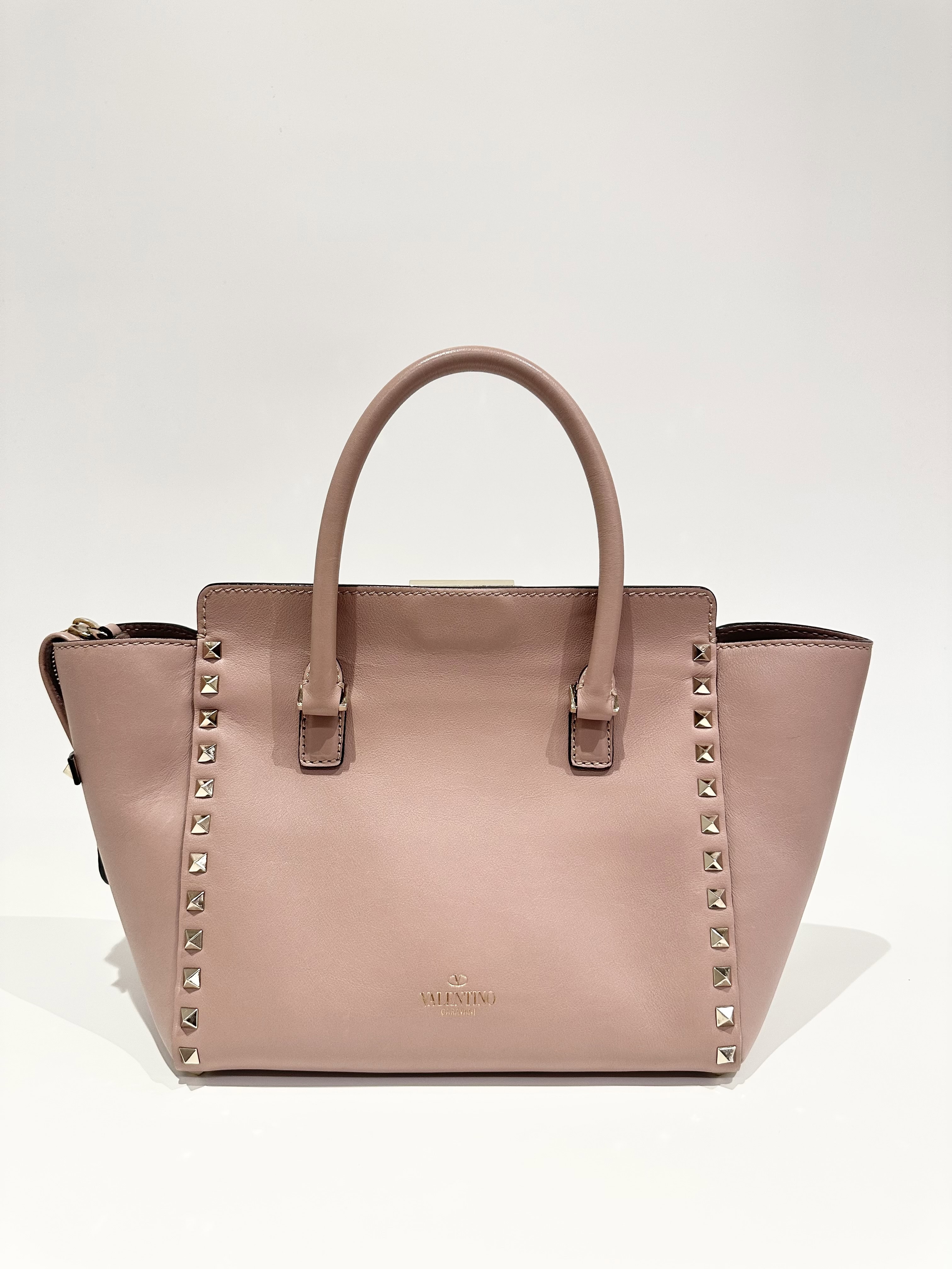 Valentino Pink Rockstud Leather Handbag - Image 4