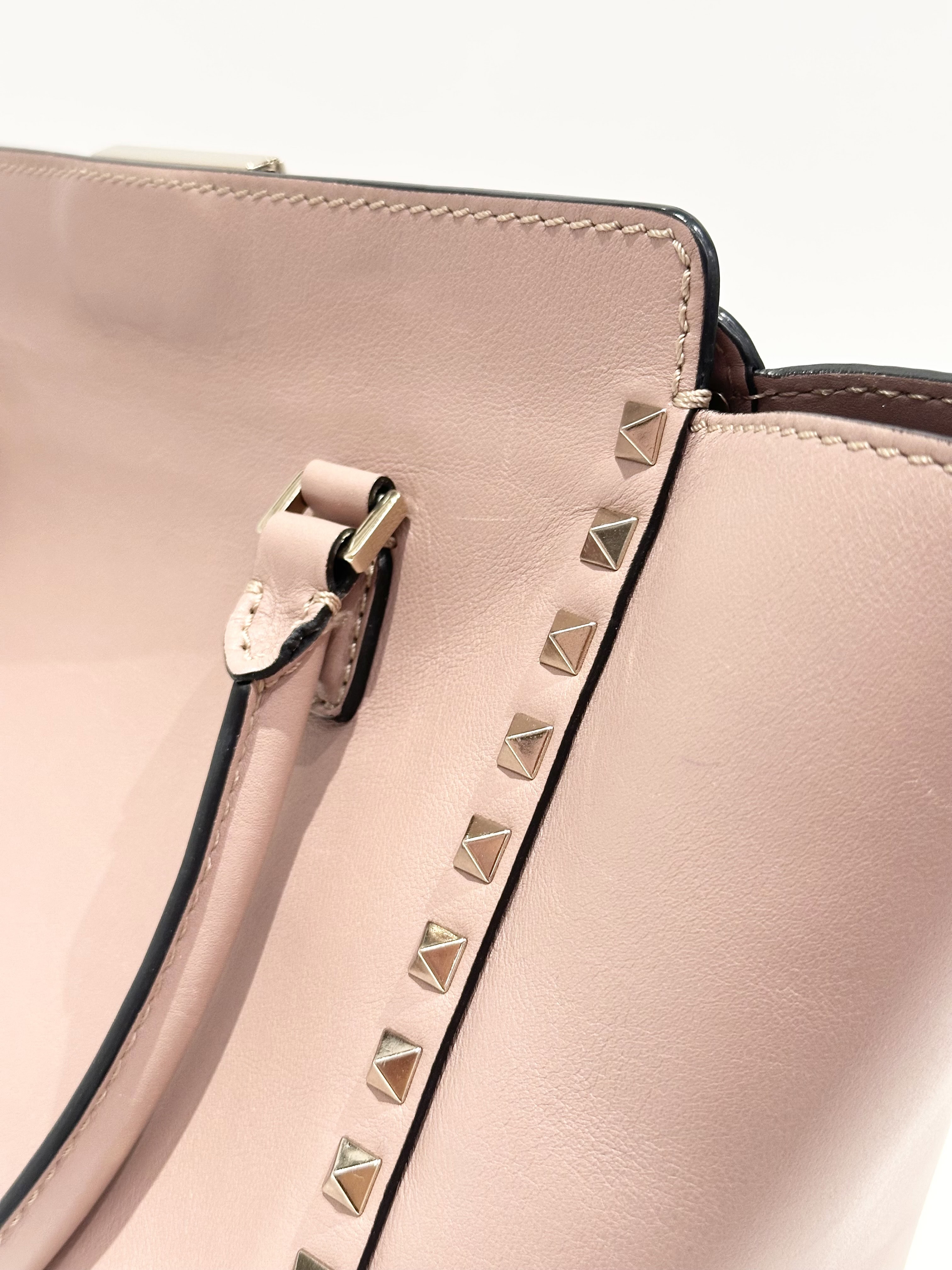 Valentino Pink Rockstud Leather Handbag - Image 6