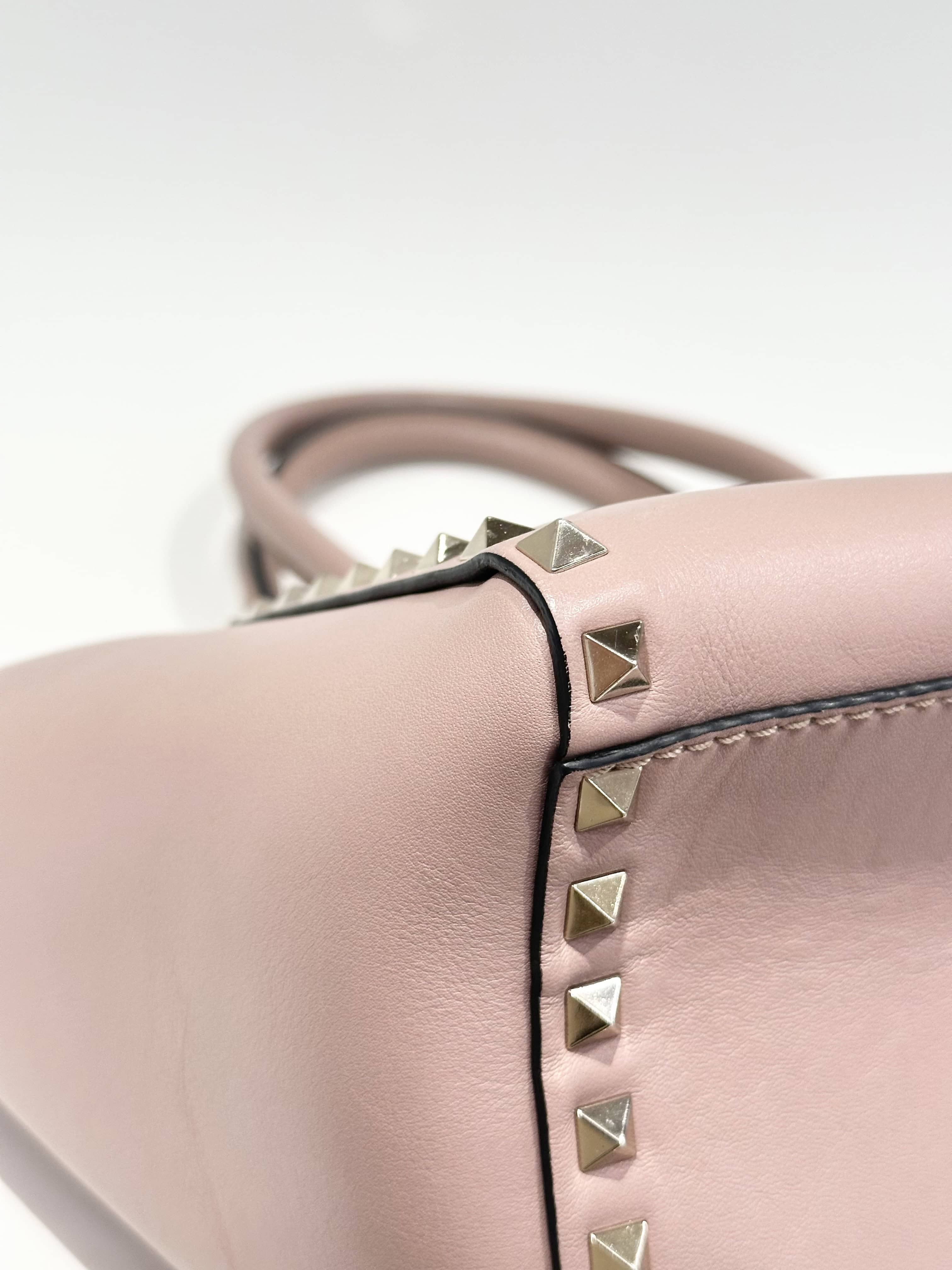Valentino Pink Rockstud Leather Handbag - Image 9