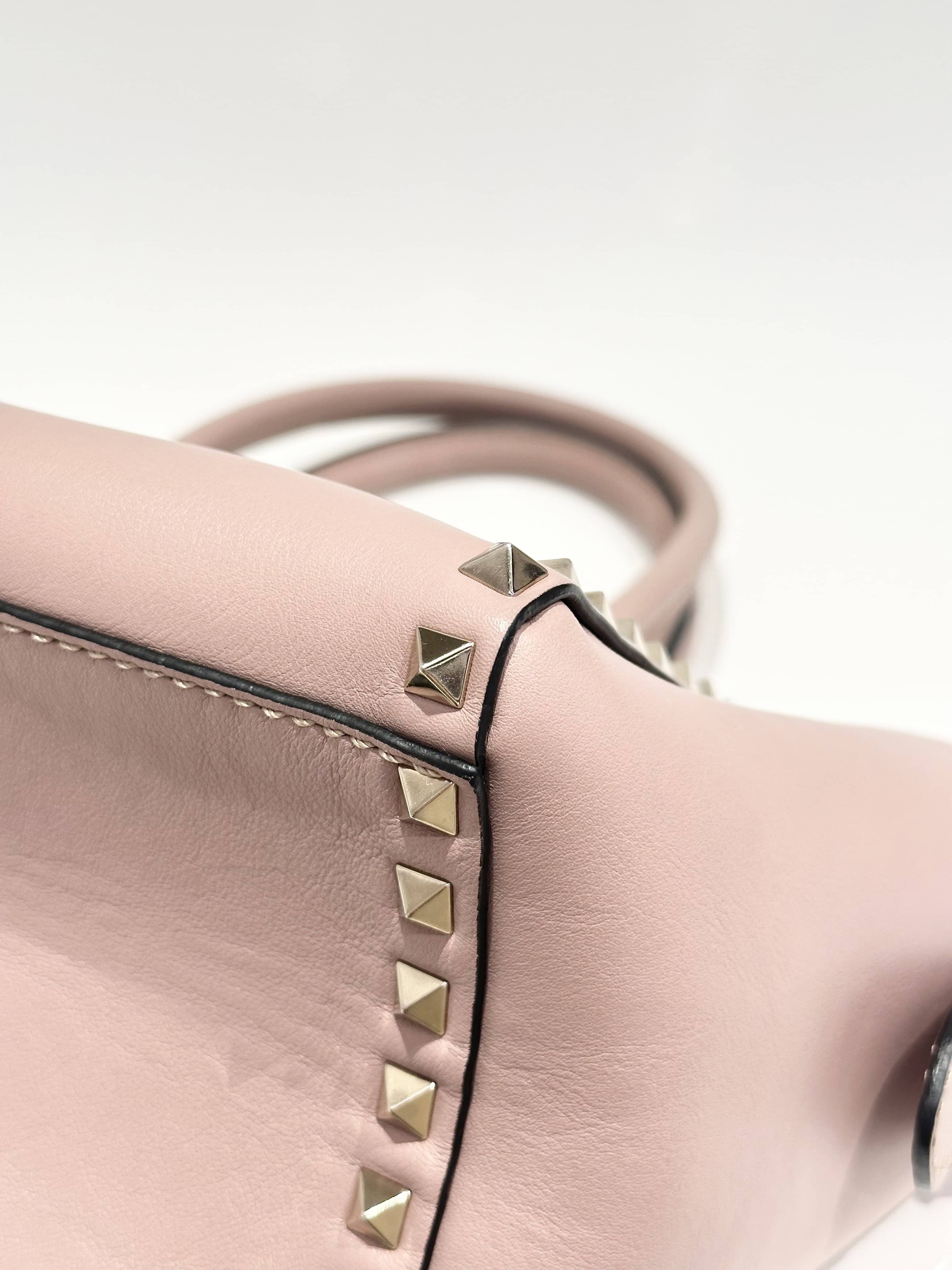 Valentino Pink Rockstud Leather Handbag - Image 10