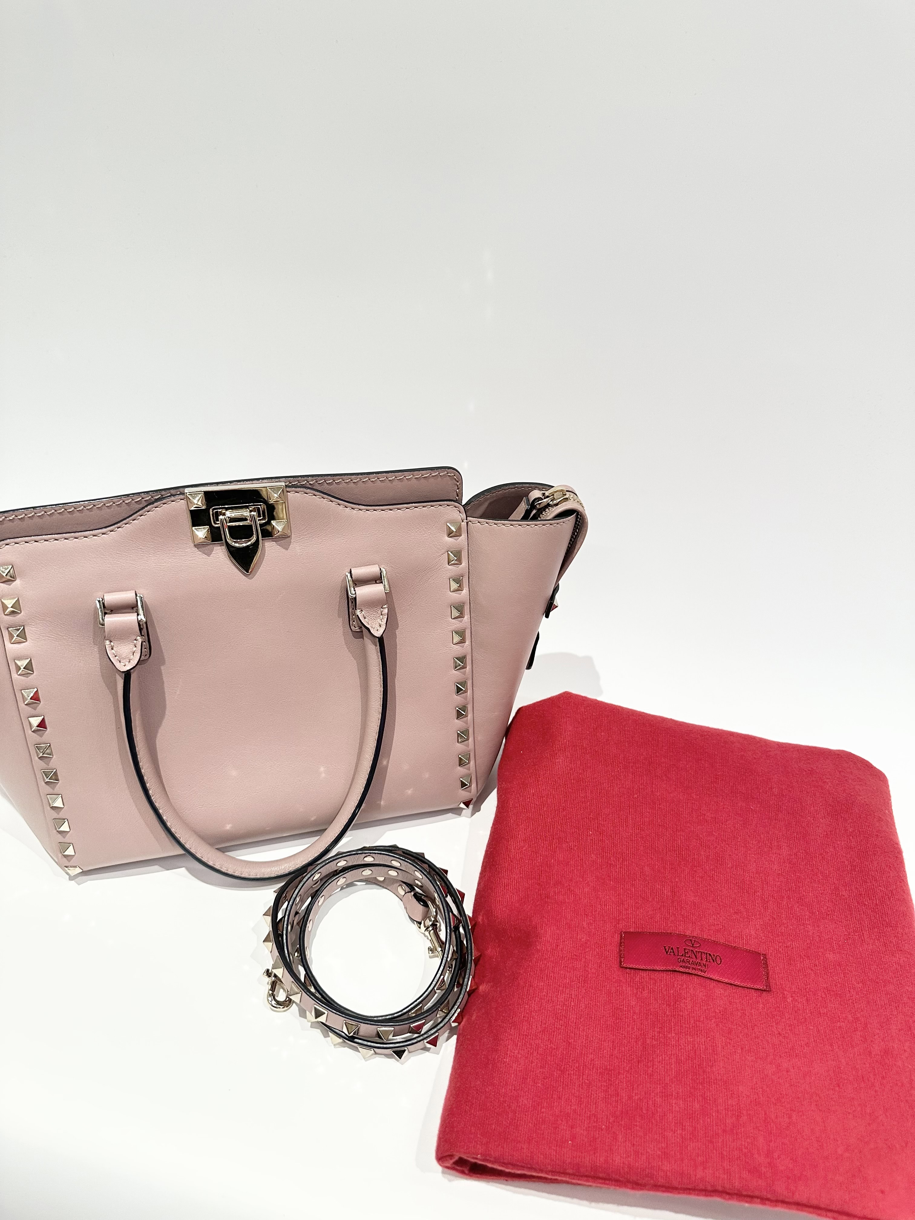 Valentino Pink Rockstud Leather Handbag - Image 16