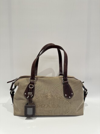 Prada Vintage Canvas Leather Shoulder Bag