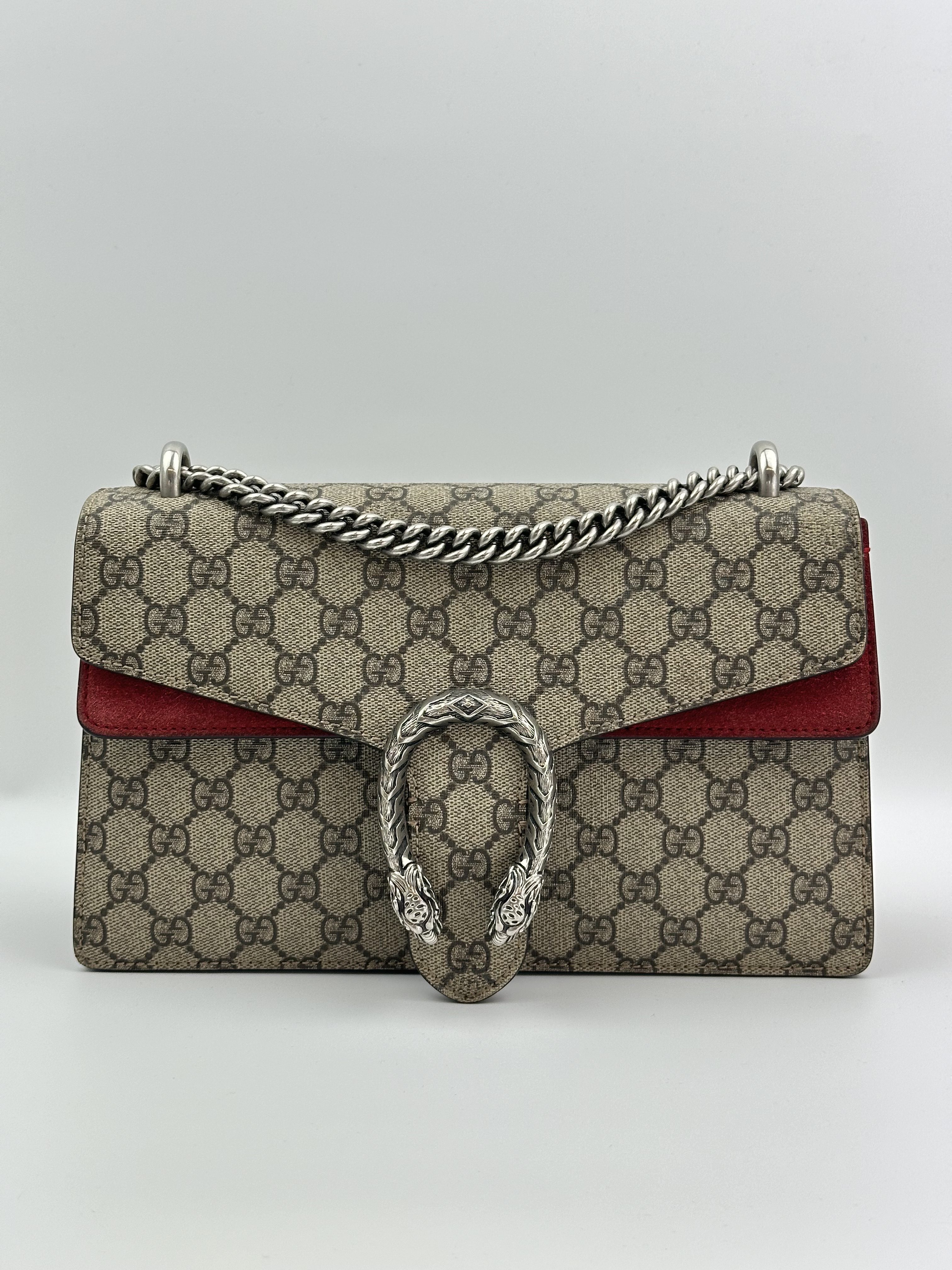 Gucci Shoulder bag Dionysus in red Coated Canvas and Gunmetal hardware