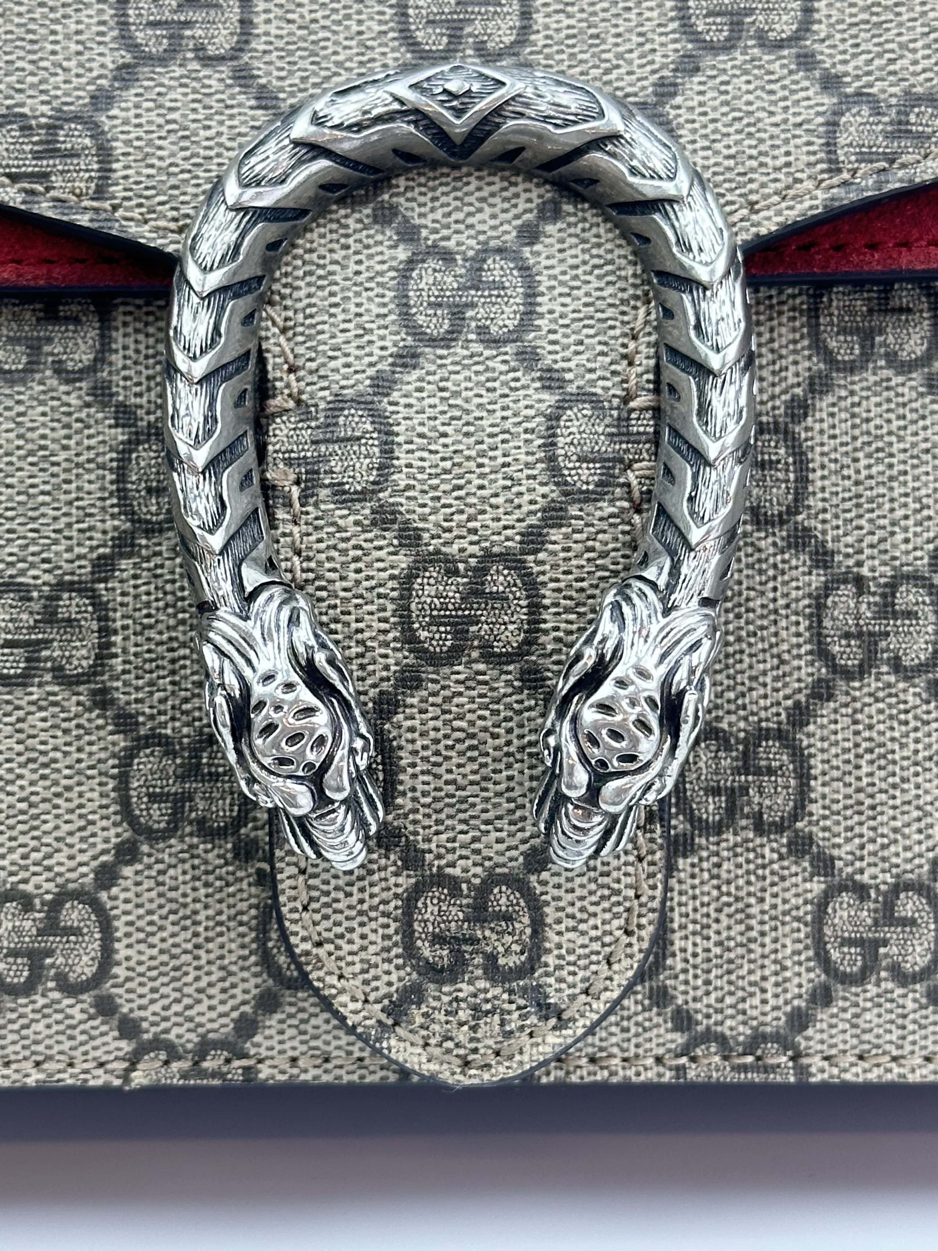 Gucci Shoulder bag Dionysus in red Coated Canvas and Gunmetal hardware - Image 11